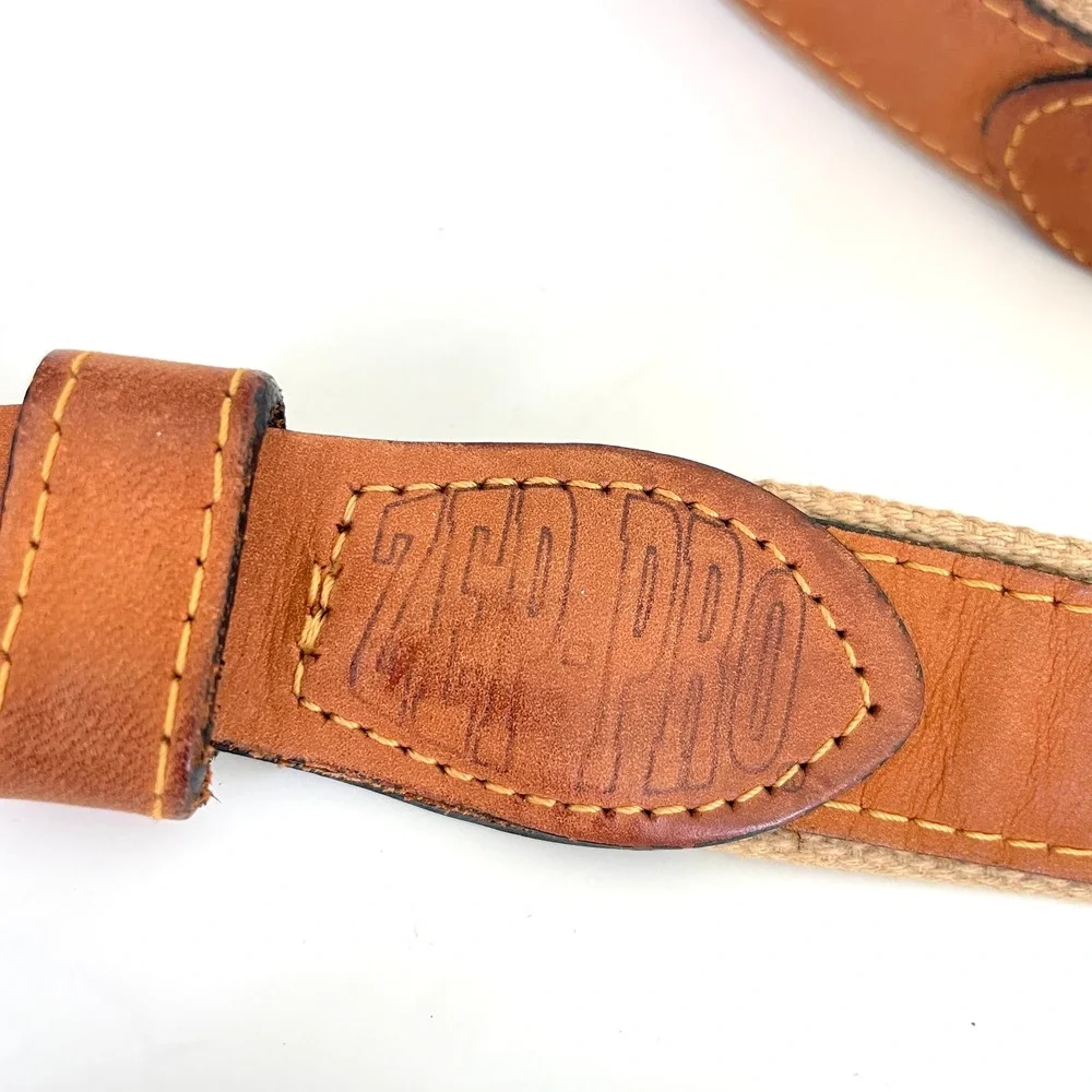 Zep-Pro Mens Nautical Signal Flag Leather Canvas Belt Brown Tan Size 46 USA Made